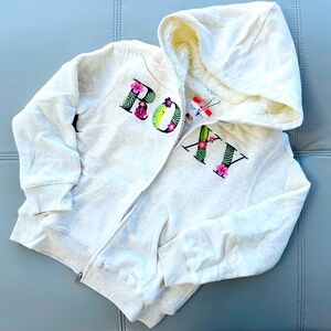 NWT! Beige | Oatmeal Colored Roxy Fleece | Plush Lined Hoodie in Youth Med 10/12